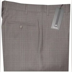 $325 NEW SZ 32 ZANELLA PANTS ITALY DEVON TAUPE TONES PLAID SUPER 120'S WOOL